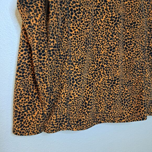 Land's End Women Cheetah Print Pullover 1/4 Zip Front Fleece Sweater M - Picture 10 of 11